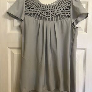 Banana Republic Gray Lattice Neck Blouse